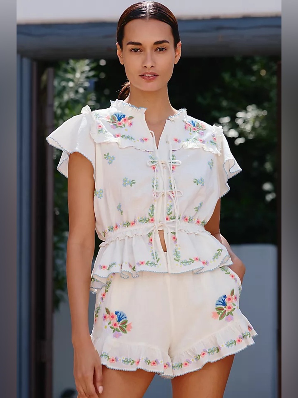 Show Me Your MuMu X Anthropologie Romey Embroidered Top